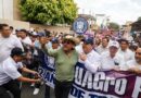 Encabezan Félix y Saldaña contingente de alumnos y trabajadores de la Uagro al informe de Sheinbaum en Chilpancingo