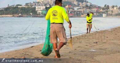 Arrastran lluvias del huracán Polo 30 toneladas de basura a las playas de Acapulco